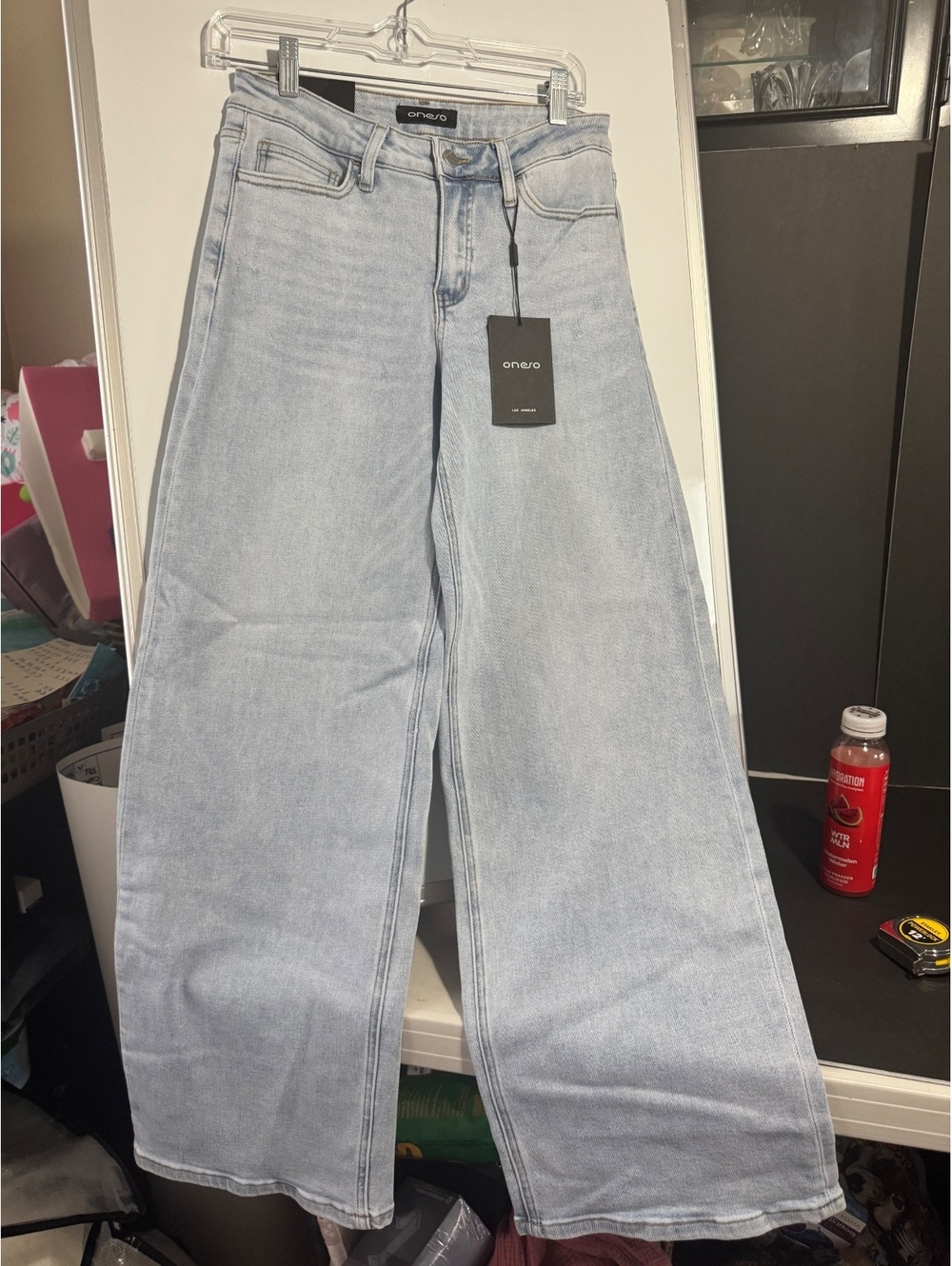 Oneso Mid Rise Wide Leg Jeans in Light Blue - Size 27